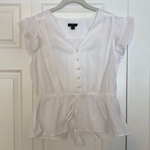 J. Crew white flutter sleeve top